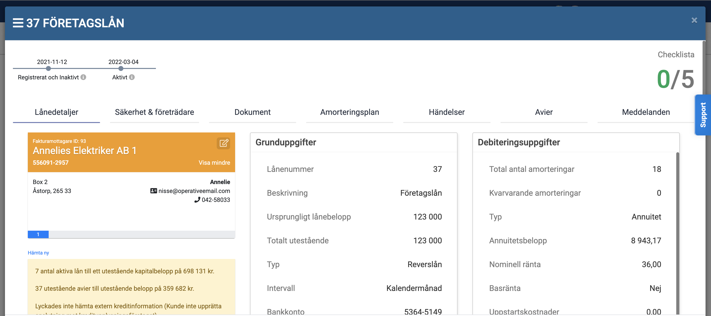 Keeros plattform lånevy